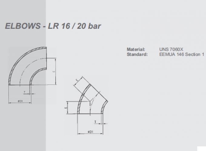 METAL Cu-ni Ellenbogen LR BW 20 Stahl OD Kupfer Nickel Schweiß EQUAL 1