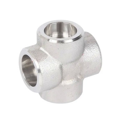 ASME B16.11 Stainless Steel 4-Way Socket Weld Cross Pipe Fitting 3/4" Branch Connection