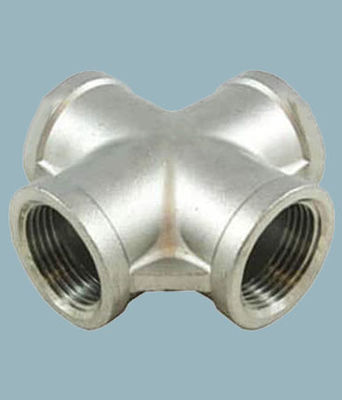 ASME B16.11 Stainless Steel 4-Way Socket Weld Cross Pipe Fitting 3/4" Branch Connection